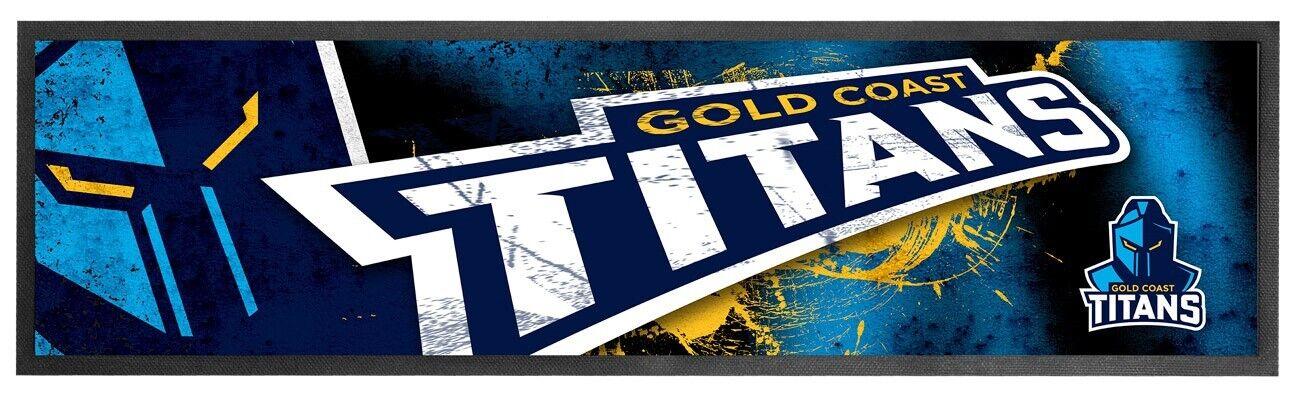 Nrl Logo Bar Runner - Gold Coast Titans - Bar Mat - 25cm X 90cm