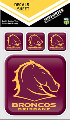 NRL App Stricker Decal Set - Brisbane Broncos - 13x13CM Large 4x4CM Small