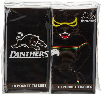 NRL Mascot Pocket Tissue - Penrith Panthers - 4 Pack