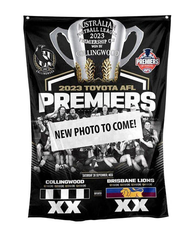 AFL 2023 PREMIERS PHOTO WALL FLAG - COLLINGWOOD MAGPIES