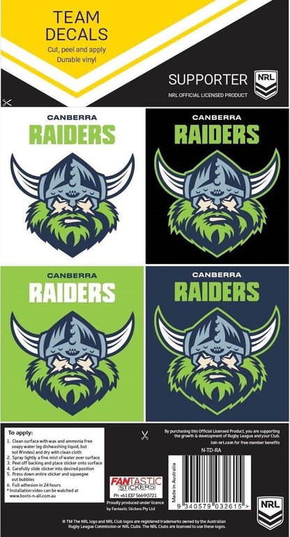 NRL Team Decal Sticker Set - Canberra Raiders