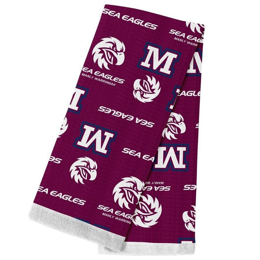 NRL Team Supporter Cotton Tea Towel - Manly Sea Eagles - 40cm x 60cm