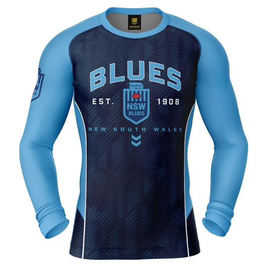 NRL LS Blocker Rash Vest - New South Wales Blues - NSW - LONG SLEEVE - Adult