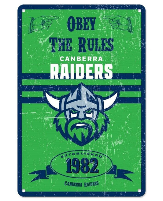 NRL Retro Supporter Tin Sign - Canberra Raiders - Man Cave - Heritage