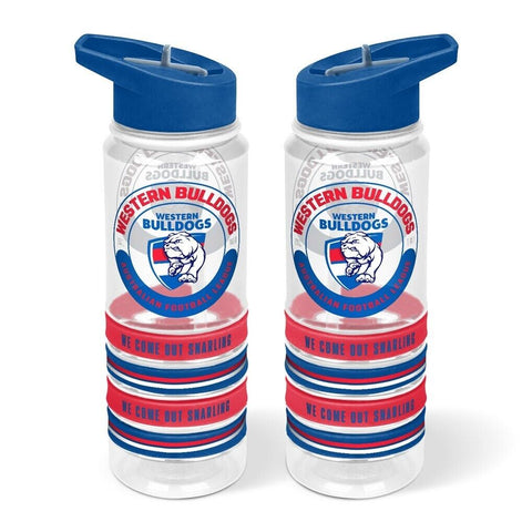 AFL Clear Tritan Drink Bottle 650ml - Western Bulldogs - 4 Wrist Bands