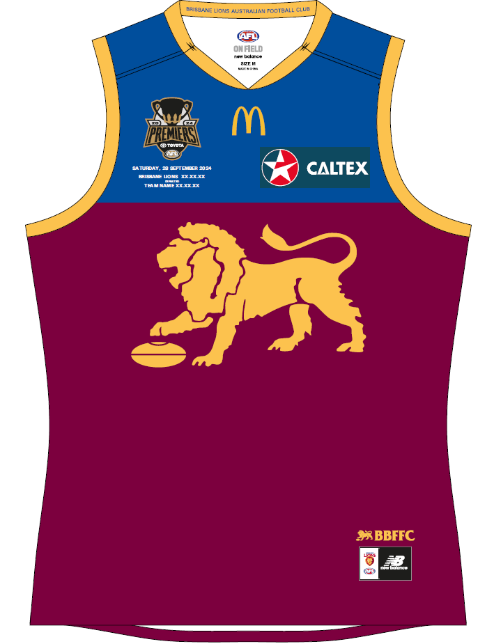 AFL 2024 PREMIERS GUERNSEY - BRISBANE LIONS - MENS - ETA NOV 2024 - BELGRAVIA