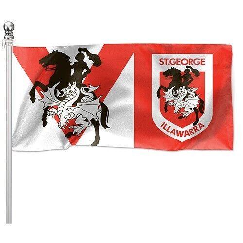 NRL Pole Flag - St George Illawarra Dragons - 90cm x 180cm - Steel Eyelets