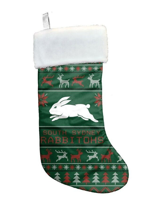 NRL Christmas Stocking - South Sydney Rabbitohs - Sweater Print - XMAS