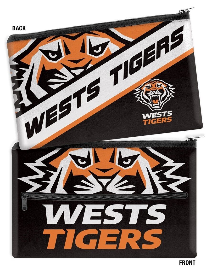 NRL Large Pencil Case - West Tigers - Neoprene - 33cm x 21cm