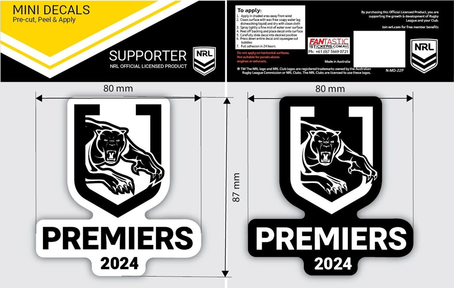 NRL 2024 PREMIERS MINI DECAL - PENRITH PANTHERS