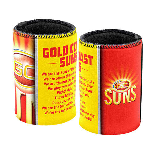 AFL Drink Stubby Cooler - Team Song - Gold Coast Suns - Can Cooler