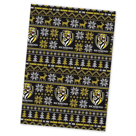 AFL Christmas Wrapping Paper - Richmond Tigers  - XMAS - 49cm X 69cm