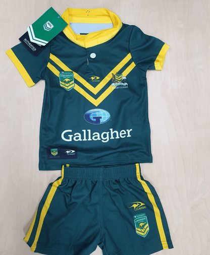 NRL 2024 Home Jersey Shorts Set - Australian Kangaroos - Infant Toddler Kids