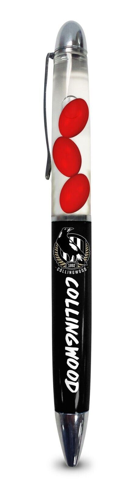 AFL Floating Pen - Collingwood Magpies - Twist Open - Black Ink