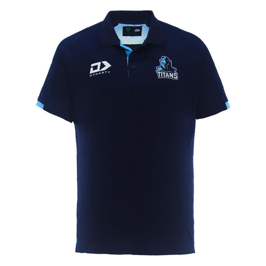 NRL 2024 Media Polo - Gold Coast Titans - Navy - Adult - Mens