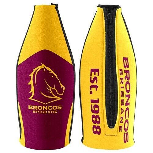 NRL Tallie Stubby Cooler - Brisbane Broncos - Tally - Drink Cooler - Zipper