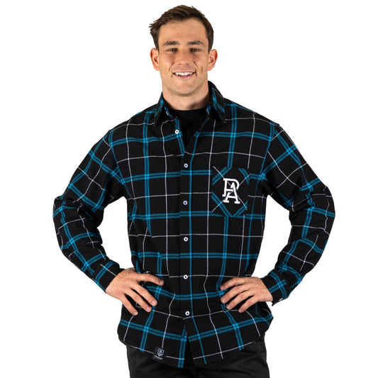 AFL 'Mustang' Flannel Polo - Port Adelaide Power - Flanno Shirt - Flannelette