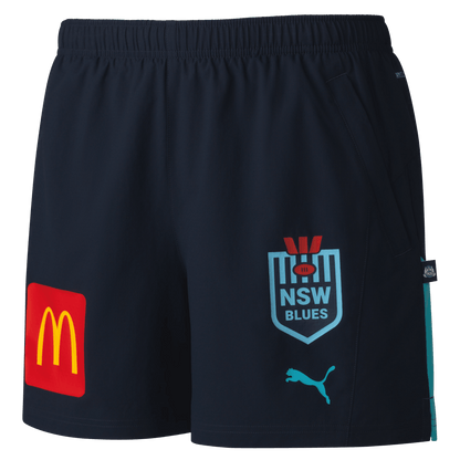 NRL 2024 Training Shorts - New South Wales Blues - Aqua - NSW - Mens