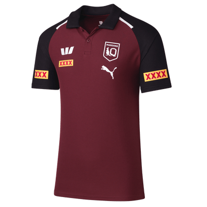 NRL 2024 Team Polo - Queensland Maroons - Burgundy - Mens - Adult - QLD - Shirt