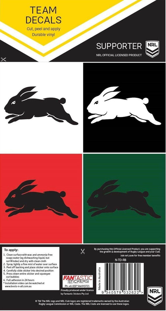 NRL Team Decal Sticker Set - South Sydney Rabbitohs