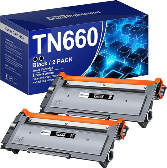 2 x Toner for Brother Printer TN660 TN2320 TN2345 TN2350 TN2370 TN2380 W/CHIP