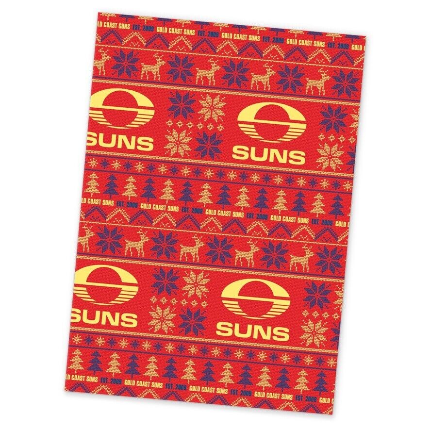 AFL Christmas Wrapping Paper - Gold Coast Suns - XMAS - 49cm X 69cm