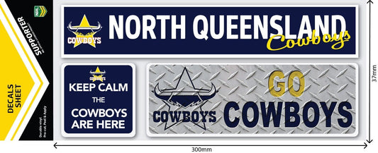 NRL Car Window Decal Set - 3 Stickers - North Queensland Cowboys - 280mm