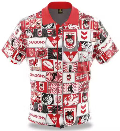 NRL Fanatics Button Up Polo Shirt - St George Illawarra Dragons - Rugby League