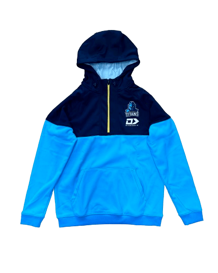 NRL 2024 1/4 Zip Hoodie - Gold Coast Titans - Blue - Jumper - Adult - Mens