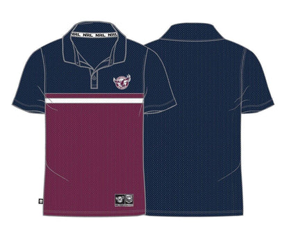 NRL Stripe Performance Polo Shirt - Manly Sea Eagles - Mens