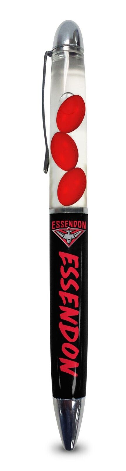 AFL Floating Pen - Essendon Bombers - Twist Open - Black Ink