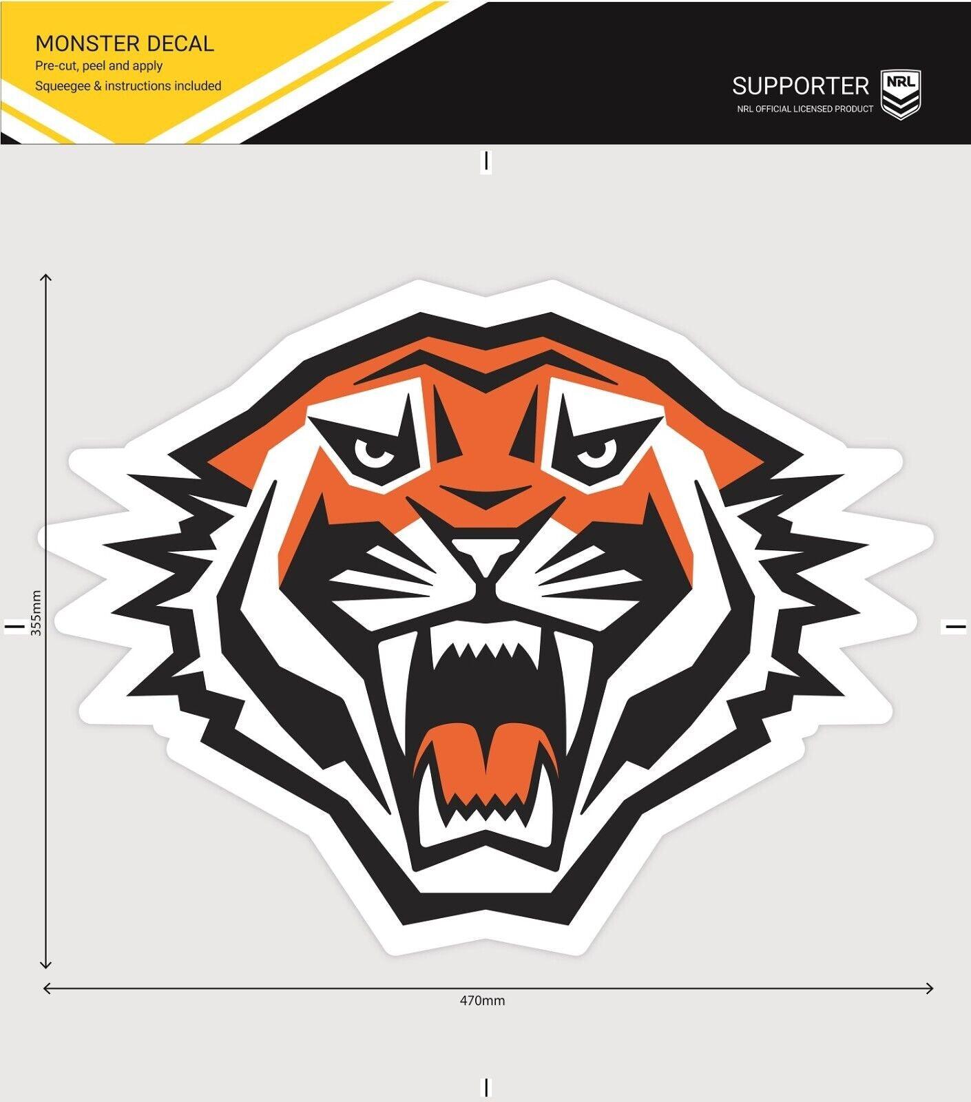 NRL Car Monster Decal - West Tigers - Sticker - Team Logo - 470mm