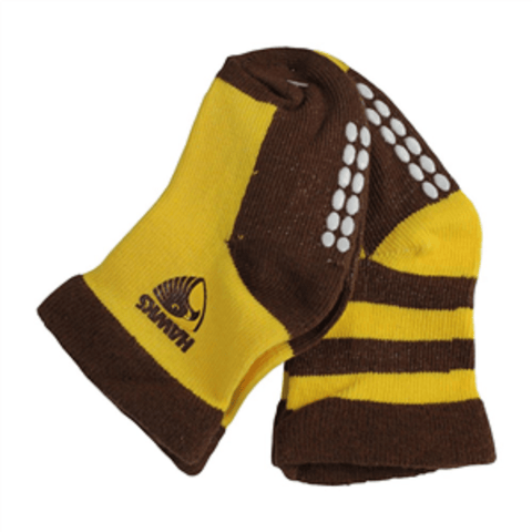 AFL Infant Socks - Hawthorn Hawks - Set Of Two - Non Slip - Sock - Baby