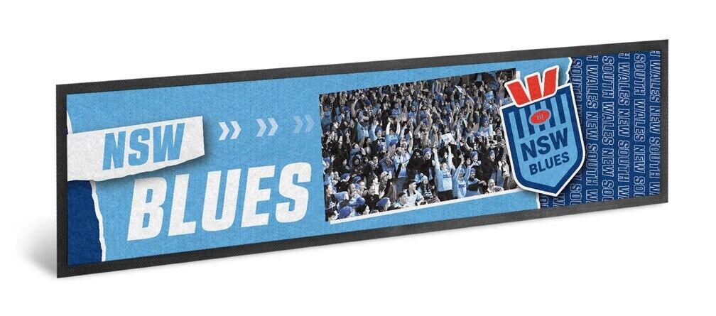 NRL Logo Crowd Bar Runner - New South Wales Blues - NSW - Bar Mat - 25cm x 90cm