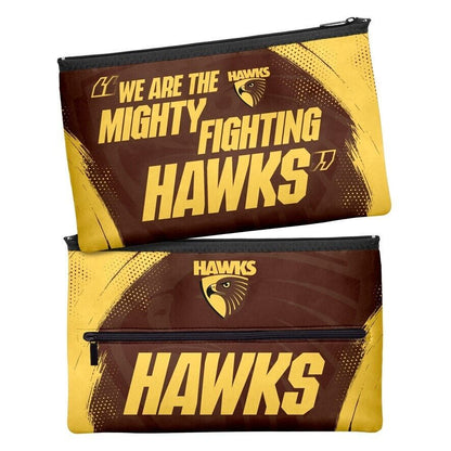 AFL Large Pencil Case - Hawthorn Hawks - Neoprene - 33cm x 21cm