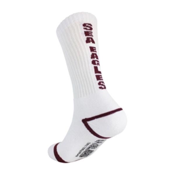 NRL Mens Crew Socks - Manly Sea Eagles - One Pair - White - Sock