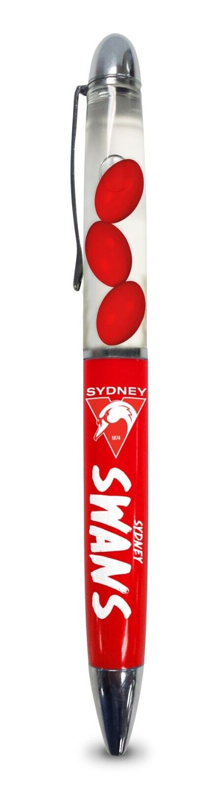 AFL Floating Pen - Sydney Swans - Twist Open - Black Ink