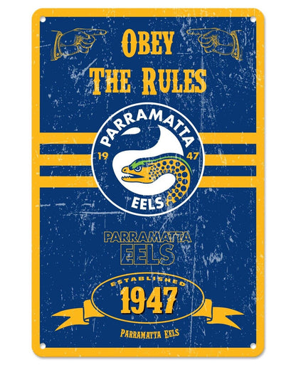 NRL Retro Supporter Tin Sign - Parramatta Eels - Man Cave - Heritage