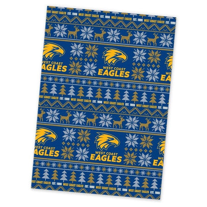 AFL Christmas Wrapping Paper - West Coast Eagles  - XMAS - 49cm X 69cm