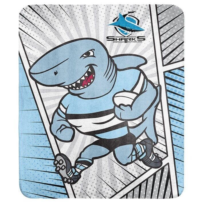 NRL Coral Mascot Blanket - Cronulla Sharks - 150x130cm - Rugby League