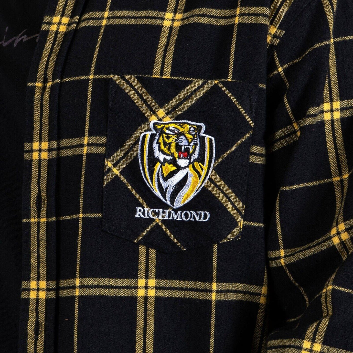 AFL 'Mustang' Flannel Polo - Richmond Tigers - Flanno Shirt - Flannelette