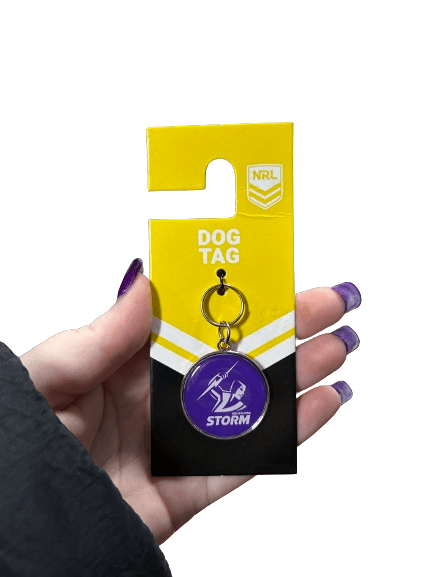 NRL Dog ID Tag - Melbourne Storm - Pet - STUBBY CLUB - 30mm diameter