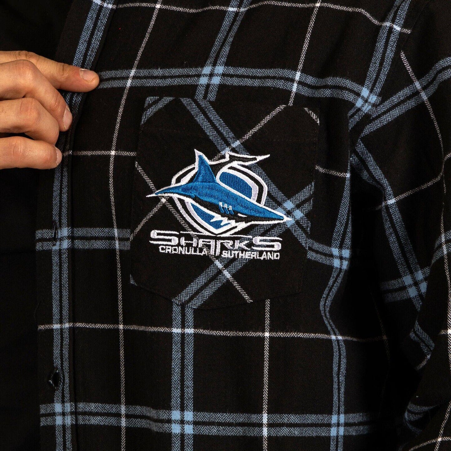 NRL 'Mustang' Flannel Polo - Cronulla Sharks - Flanno Shirt