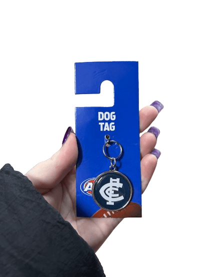 AFL Dog ID Tag - Carlton Blues - Engravable - Pet - STUBBY CLUB - 30mm diameter