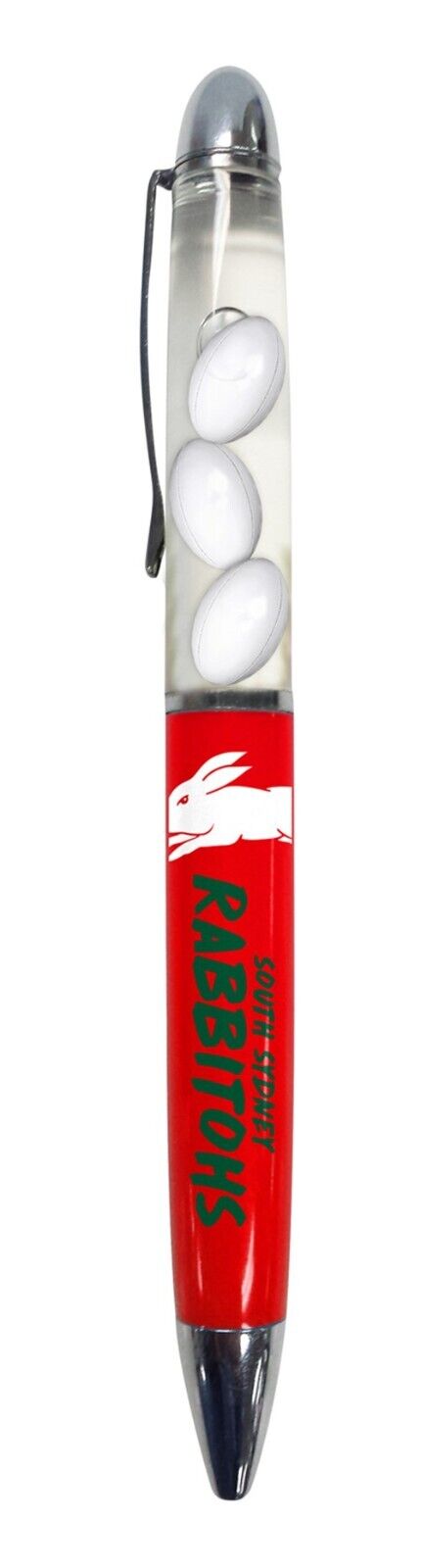 NRL Floating Pen - South Sydney Rabbitohs - Twist Open - Black Ink