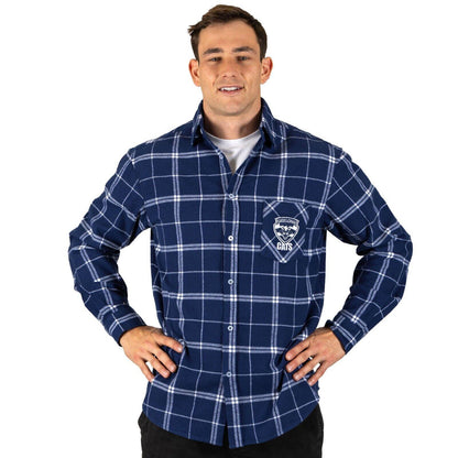 AFL 'Mustang' Flannel Polo - Geelong Cats - Flanno Shirt - Flannelette