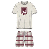 NRL Check Pyjama Set - Queensland Maroons - Mens - NAR - QLD