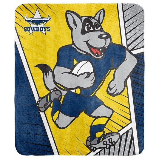 NRL Coral Mascot Blanket - North Queensland Cowboys - 150x130cm - Rugby League