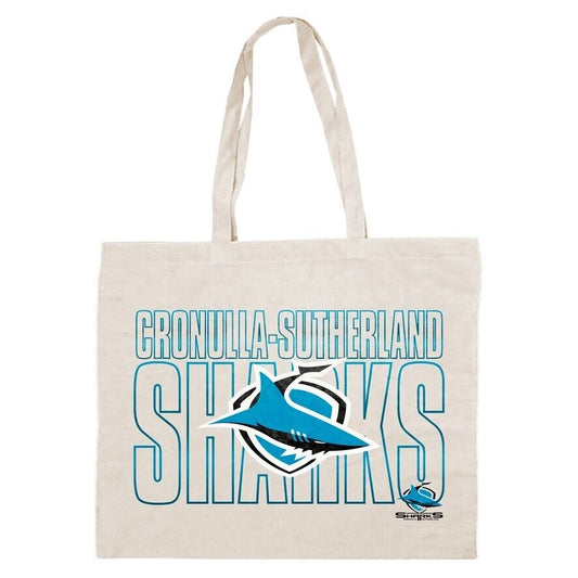 NRL Canvas Tote Bag - Cronulla Sharks - Re-Useable Carry Bag