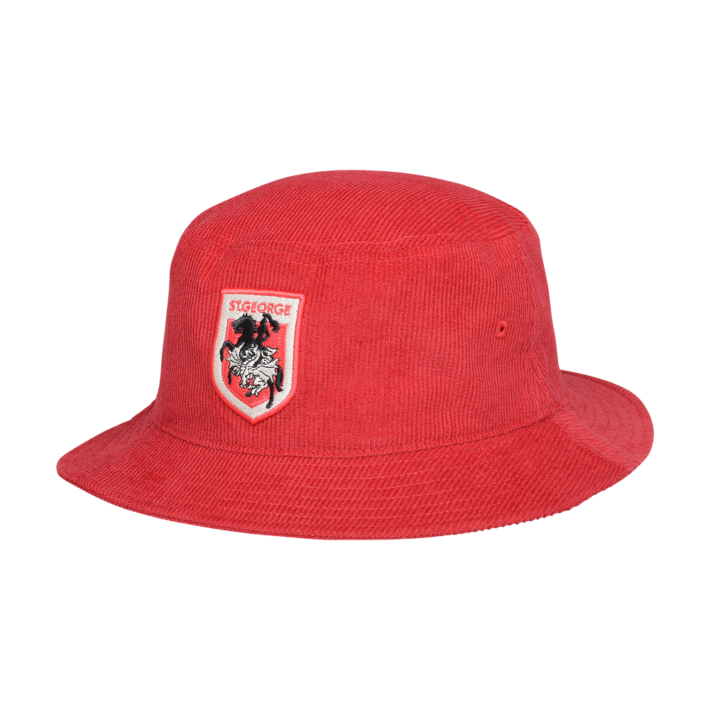 NRL Retro Corduroy Bucket Hat - St George Illawarra Dragons - Adult - One Size